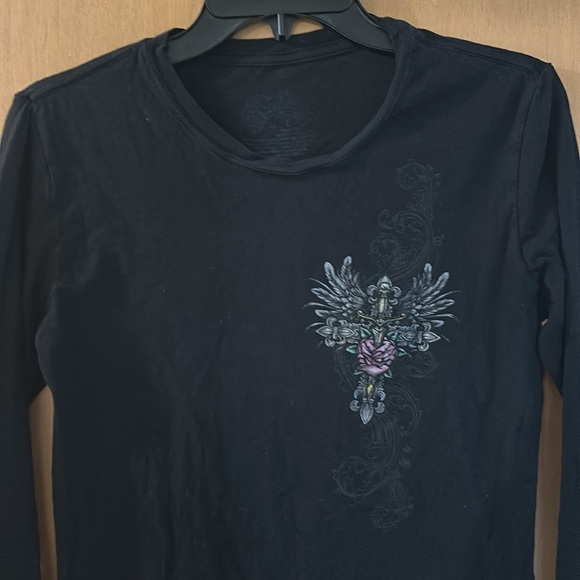 Stranded Women’s Long Sleeve Y2K Wings Tee T-Shirt Black Size Large - Picture 2 of 9